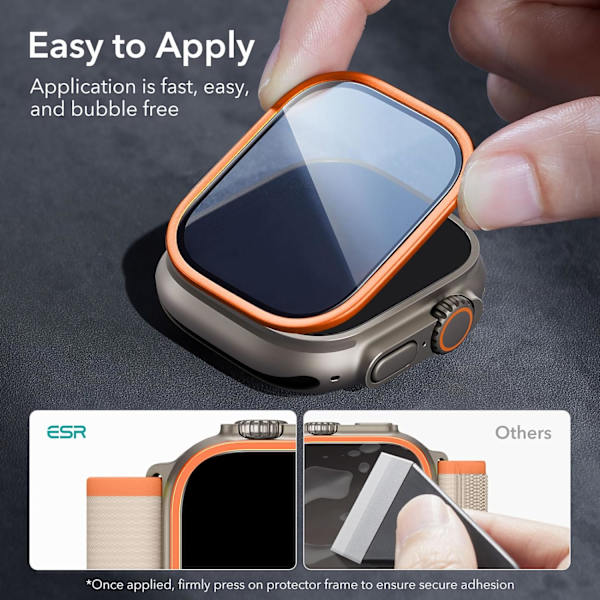 Skärmskydd för Apple Watch Ultra 2/1 49mm (2023/2022, 49 mm), Militärt Skydd, Härdat Glasskydd med Rostfritt Stål Orange