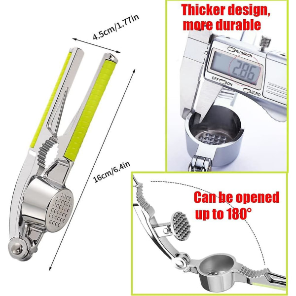 Keittiön valkosipulipuristin, ruostumattomasta teräksestä valmistettu valkosipulin ja inkiväärin murskain, liukumaton