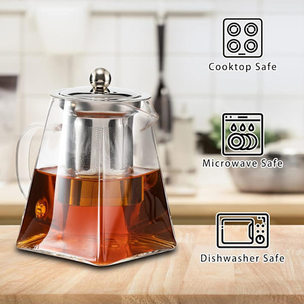 Tekande 550ml Glas Tekande Lille Te-infuser Tekande med Infuser Tekande med Varmebestandig Rustfrit Stål Løste Infuser Glas Tekande til Te 550 ML