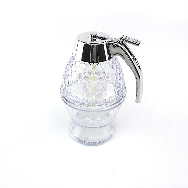 Honningdispenser med Opbevaringsstativ, Sirupdispenser Glasbeholder Kop, Akryl Honningdispenser Klemflaske, Bærbar Juice Bi Opbevaringspotte Dryp (1 stk)