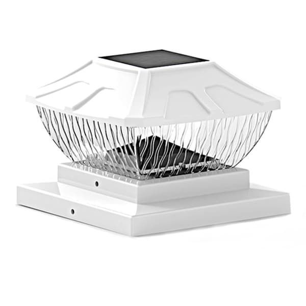 Klassiske solcellelamper for stolpemontering tilpasset 5 x 5 PVC/ekstern solcelle vinyl for stolpemontering, gjerde stolpe, landskapsforming, hvit