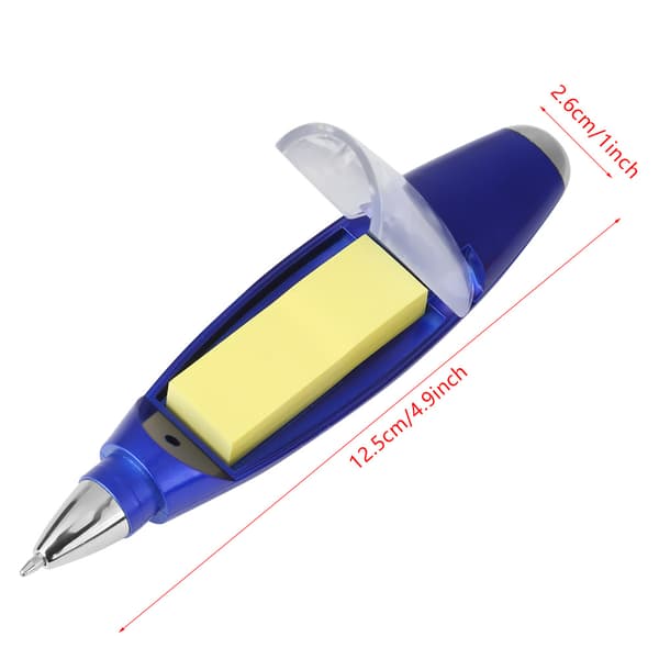 Multifunktionelle hjemme- og forretningskuglepenne med sticky notes + LED-lys + snor, blå