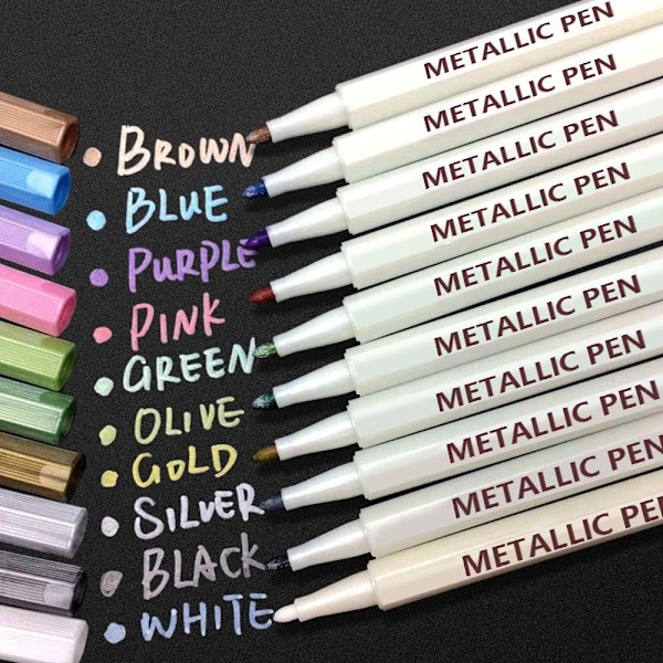 Metallic Tuscher til Scrapbooking - Tuscher til Sort Papir - Metallic Tuscher til Scrapbooking, Guld Tuscher Metallic Scrapbooking Tilbehør til Kortfremstilling, DIY
