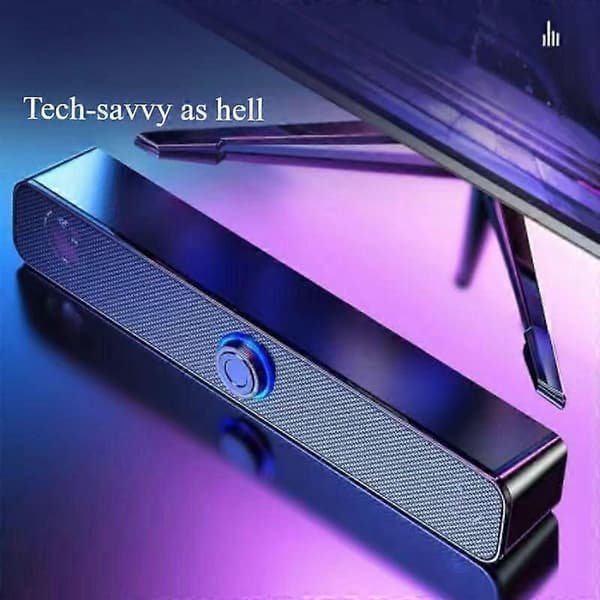 Mini Desktop PC Stereo Dobbelthøjttaler med Kabel og Bluetooth-forbindelse, Sort Super Subwoofer, Kompakt Størrelse