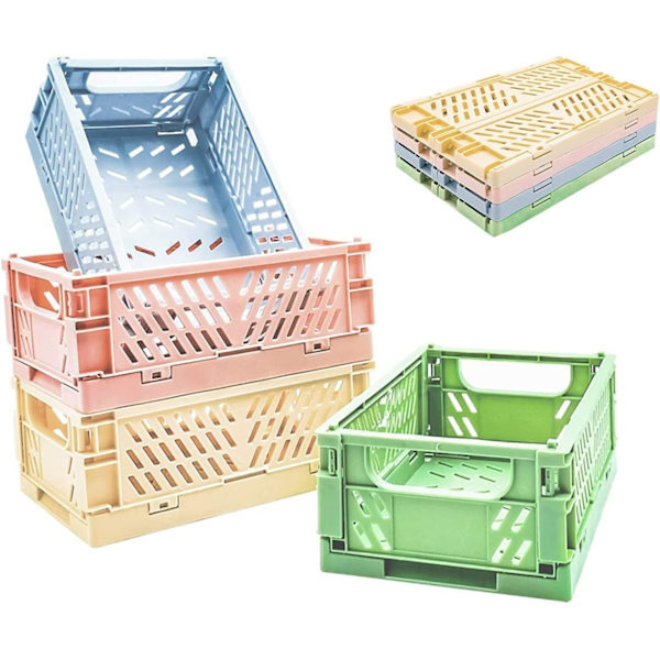 4 stk. Mini sammenleggbare skrivebordsbokser oppbevaringsboks (5,9 x 3,8 x 2,2 tommer)