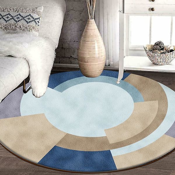 Rundt tæppe til soveværelse, stue, kontor, leg, gulvtæppe, 2' x 2'/60*60cm rund
