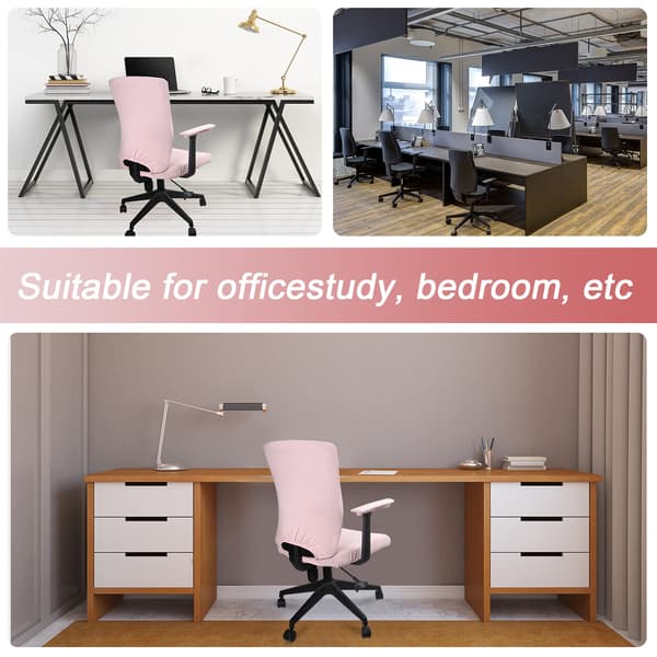 Set med 4 kontorsstolsöverdrag, med elastiska armstöd och sittöverdrag, ljusrosa. pink
