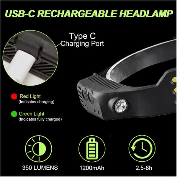 LED pandelampe/lommelygte med bevægelsessensor, USB genopladelig.