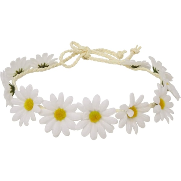 2PCS Fashion Blomster Hårband Solros Hår Krans Festival Hår Band Brud Hårprydnad (gul+vit) Yellow,White 1 count (Pack of 2)