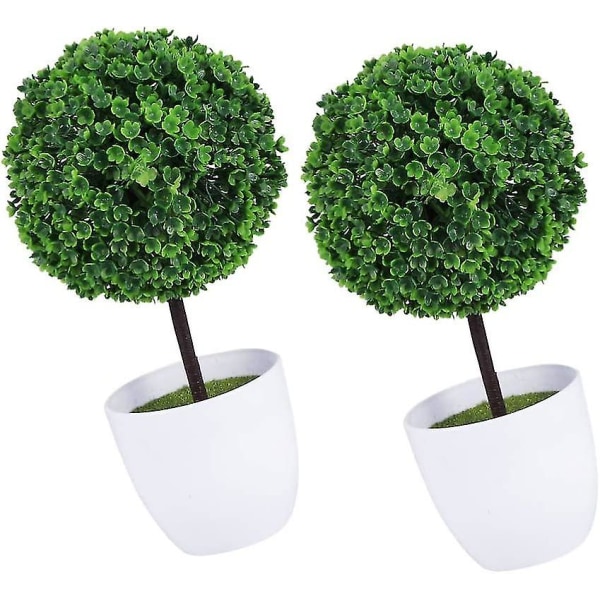 2 Pcs Artificial Topiary Ball Fake Green Plant Balls Simulated Potted Bonsai Plant Decorative Plant For Garden Yard Home Balcony