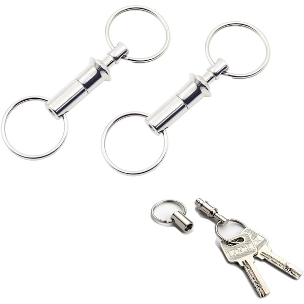 Aftagelige Pull Apart Sølv Nøgleringe Nøglekæder-Heavy Duty Dual Key Ring Pull Apart Snap Lock Holder med Split Ringe (3 Pakke)