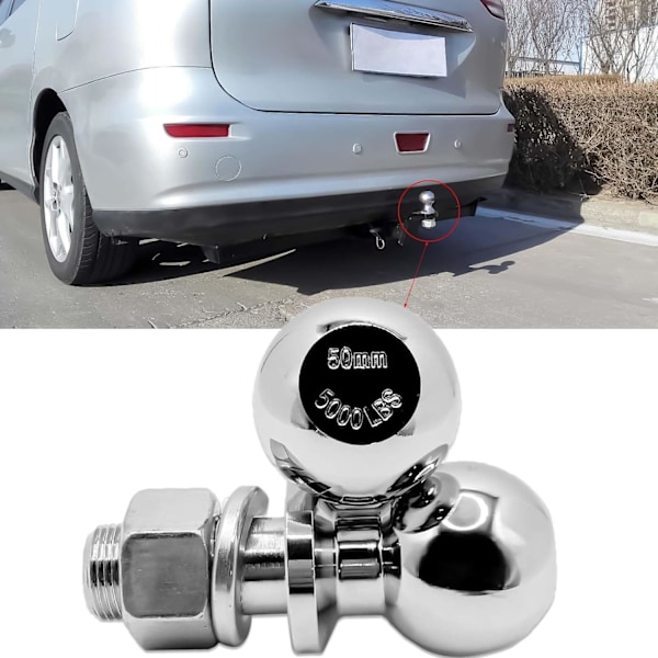 2'' Trailer Hitch Ball 50mm Ball Head Bolt Drawbar Straight Towing Car Tow Bar Receiver, För Dragstång Upp Till 5 Ton Traktorförlängning