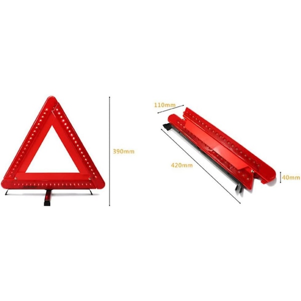 Taitettava LED-auto/tienvaroituskolmio Heijastava hätäkolmio Vilkkuva heijastin
