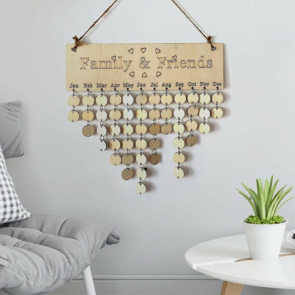 Stock Wood gör-det-själv-kalender Familj & vänner Födelsedagspåminnelsestavla Hemdkor