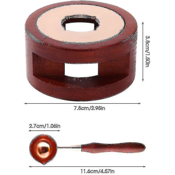 Voksforseglingsovn Sæt med Træ Smelte Ske - Voksforseglingsovn Værktøj til Bryllup Voks Kuvert Forseglingsstempel