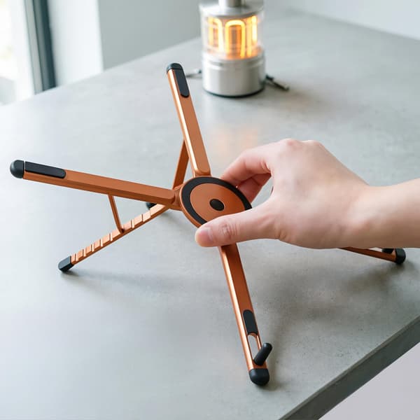 3-i-1 foldbart magnetisk stativ til bærbare computere og tablets; stabilt orange stativ i aluminiumslegering. Orange