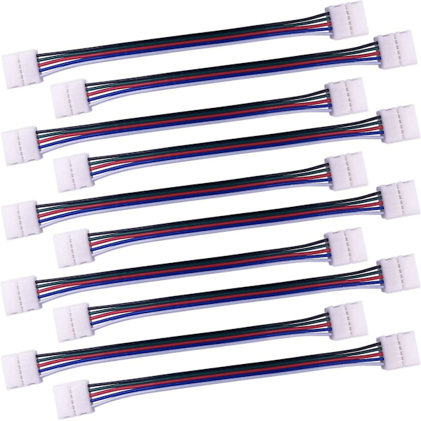 10 stk. RGBW 5-bens kabelforbindelser til 10 mm LED-bånd, lysbåndsadapter uden lodning til at forbinde 2 LED-bånd