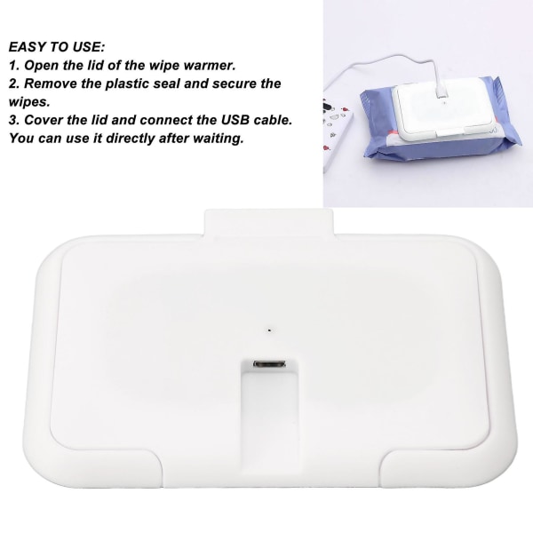 Baby Wipe Warmer Case Rejseholder Genopfyldelig Konstant Temperatur Ultra Tynd Usb Varme Wipe Case Hvid