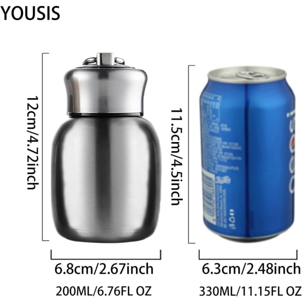 0ml Mini Termoser Kolbe Vandflaske Vakuumkolber Kaffe Mælk Drikkekop Lækagesikker Varm og Kold Vandflaske Rejse Drikkeflaske til Ho Silver