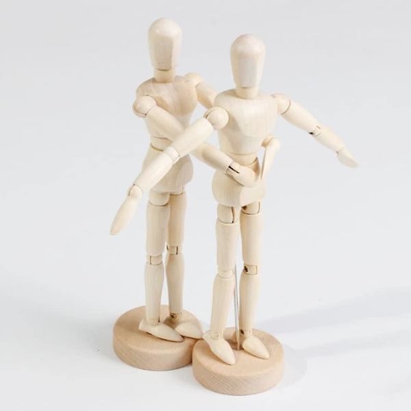 Træfigur Model Menneske Kunst Mannequin Manikiner Til Kunstnere Skitse Kul Hjem Kontor Skrivebord Dekoration Børns Legetøj (1 stk, Træfarve)