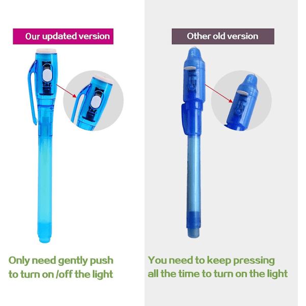 4 pakke usynlige blekkpenner med UV-lys, 2021 oppgraderte forsvinnende spionpenner som er kompatible med