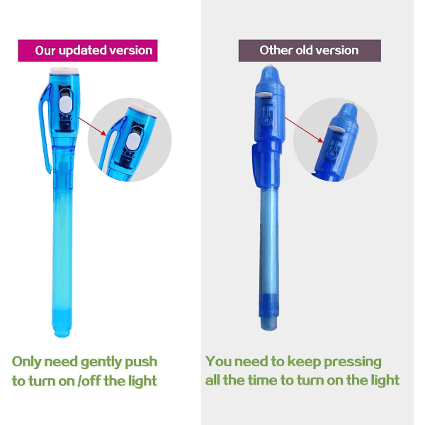 4 stk. usynlige blækpenne med UV-lys, 2021 opgraderede forsvindende spionpenne kompatible med