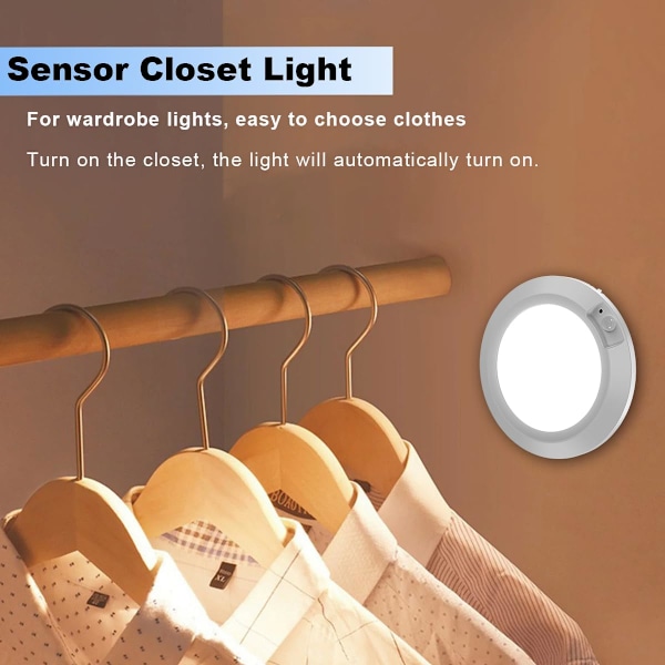 Små bevegelsessensor taklamper, 6,2 tommer ledningsfrie LED-batteridrevne sensorlys innendørs, 1-pakning, ideelt for skap loft veranda trapp skur White 1 Pack