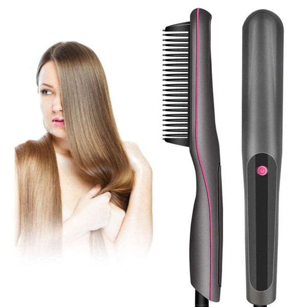 Plattångsborste för hår, håruträtningskam med 3 temperaturinställningar, plattång för kvinnor, Hot Comb Brush Hårstylingverktyg, UK Plug