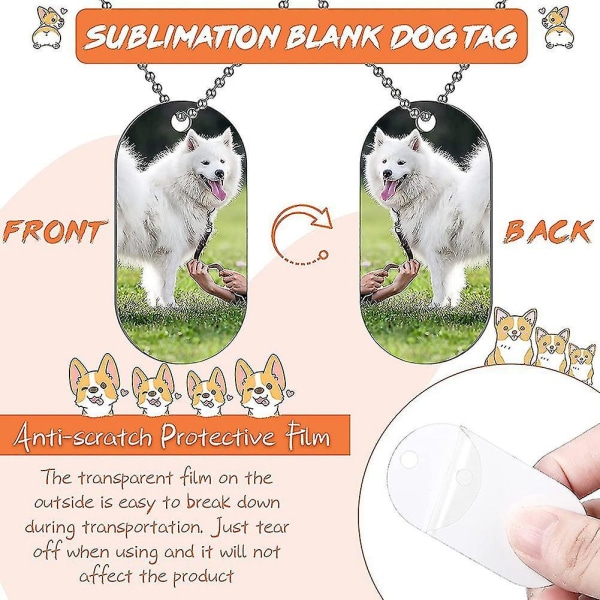 Sublimering Blank Aluminium Dog Tag Sublimasjonsstempling Metal Tag Stempling Blank Pendants Personali