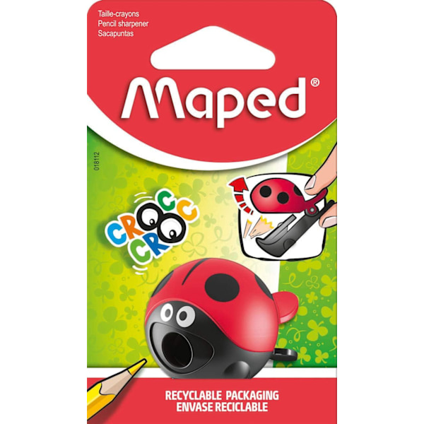 18112 Croc Easy Blyantspidser til Tynde Blyanter med Spidsboks - Mariehøne eller Hval Multicolor