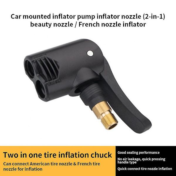 Cykelpumpmunstycke Slangadapter Dubbelhuvud Pumpdelar Servicetillbehör F/v A/v Schrader/presta