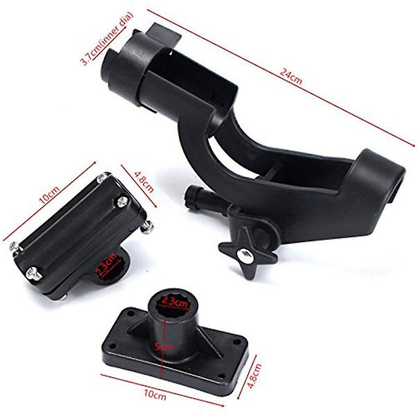 Justerbar Fiskebåt Stang Holder Fiske Stang Stang Stativ Med Stor Klemme Folding Holder (1 stk, Svart)