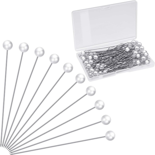 Corsage Boutonniere Pins Teardrop Pearl Head Pins Bröllopsbukett Pins Vita Raka Head Pins för DIY Hantverk Smycken Making Sömnad Bröllopsblomma White