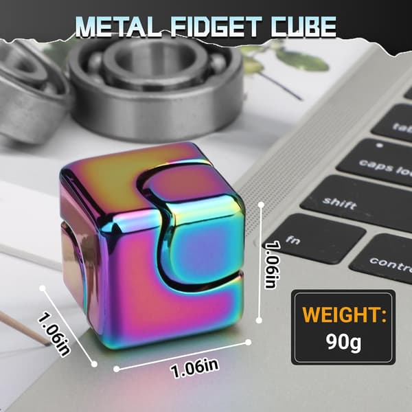 Fidget Spinner Cube i metall, EDC håndspinner stressavlastning sensorisk leketøy, kul kontorgadget, Valentinsdagsgave til gutter menn barn