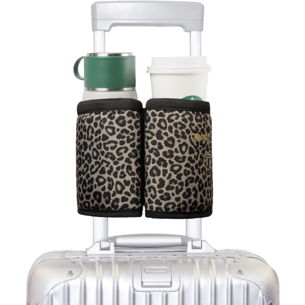 Bagage resemugghållare Fri hand Dryck Caddy - Rymmer två kaffekoppar - Lämplig för Roll-on resväska handtag - Presenter för flygtillbehör Resor