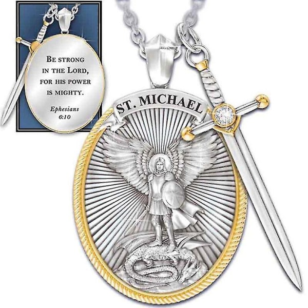 Katolska skyddshelgonhänge Michael St. Michael Ärkeängeln hänge halsband