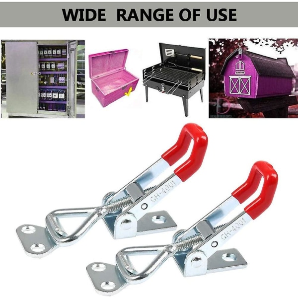 Justerbare Låse til Skab, Kasse, Bryst, Metal Toggle Clamp Lås Hasp Heavy Duty (3 stk, Rød)