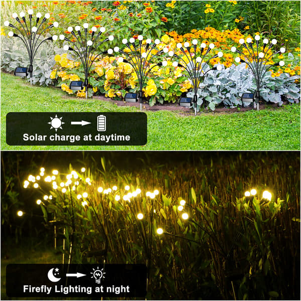 Solcellehagelys 2-pakning, 10 LED solcellelys, utendørs solcellelys vanntett, solcellelys, ildfluehagelys