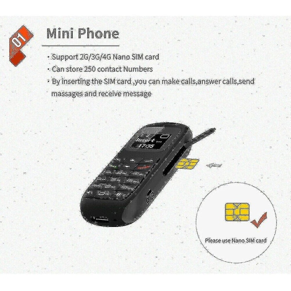 Bluetooth Mini Mobile Cell Phone lukitsematon Gsm Dialer Bm70 kuuloke
