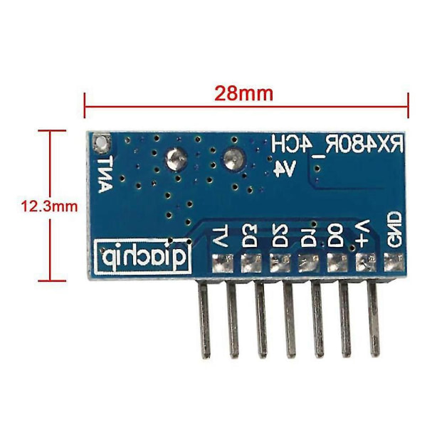 Trådløs Rx480e-4wqb 433mhz Rf-modul Sender og Modtager 3 Sæt 4 Kanal Output Link Kit Til