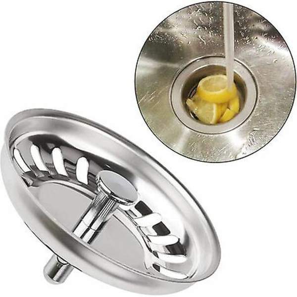 Klassinen siiviläkori, halkaisija 78 mm, 2 kpl ruostumattomasta teräksestä valmistettuja keittiöallas tulppa, universaali allassiivilä, keittiöön ja kylpyhuoneeseen