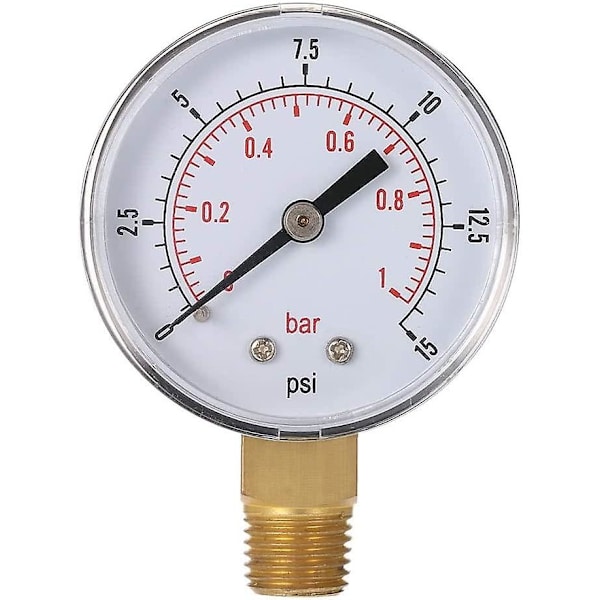 50mm 0~15 Psi 0~1 Bar Vandtryk Pool Filter Hydraulisk Skive Måler Trykmåler 1/4\" Npt Gevind