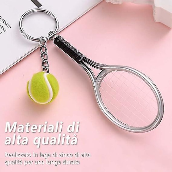 Sølv-mini tennisracket nøkkelring mini tennis anheng sportsbil nøkkelring gave