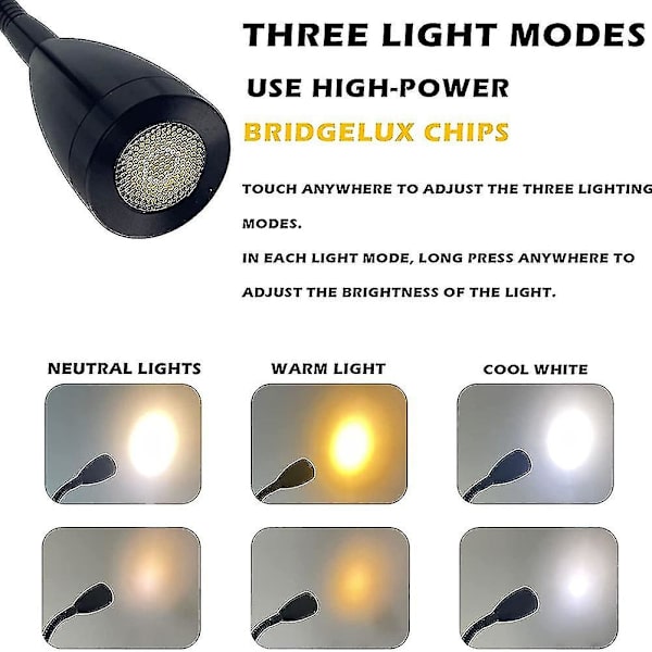 12v-24v LED Leselys, RV-dimbar Leselampe med USB-lader, for Bobil Reisebil Trailer