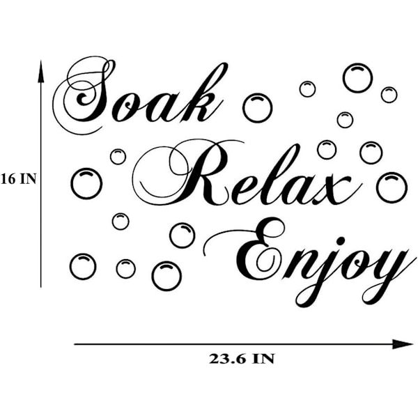 Soak Relax Enjoy -seinätarra, irrotettava, kodin kylpyhuoneen taustakoriste Black04