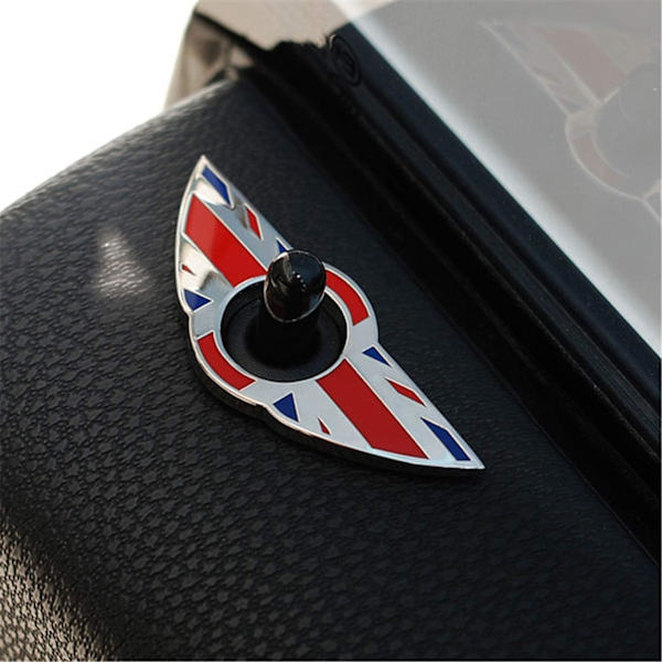 2 stk Emblemringer Dørlåspinnknapper Merke Kompatibel Kompatibel med Mini Cooper R56 Hatchback R57 Cabriolet R58 Coupe R59 Roadster (Union Jac Union Jack Red