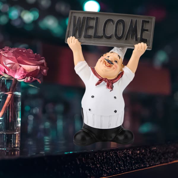 Restaurantharts Söt kockfigur Miniatyrstaty Prydnader Välkomstskylt Bordsdekor