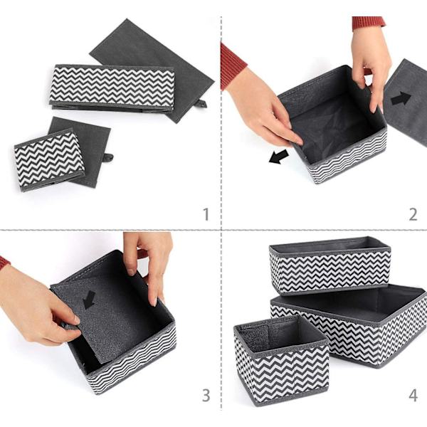 10 st Non-woven textil öppna förvaringslådor, tyglåda, hopfällbar bröstförvaringskub för behåar, strumpor, underkläder (10 st)