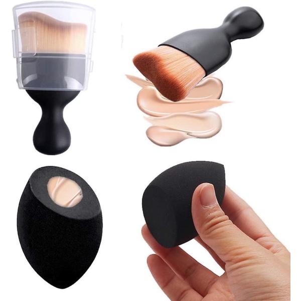 Foundation Brush, profesjonelle skjønnhetsblender-svamper (2 stk, svart)