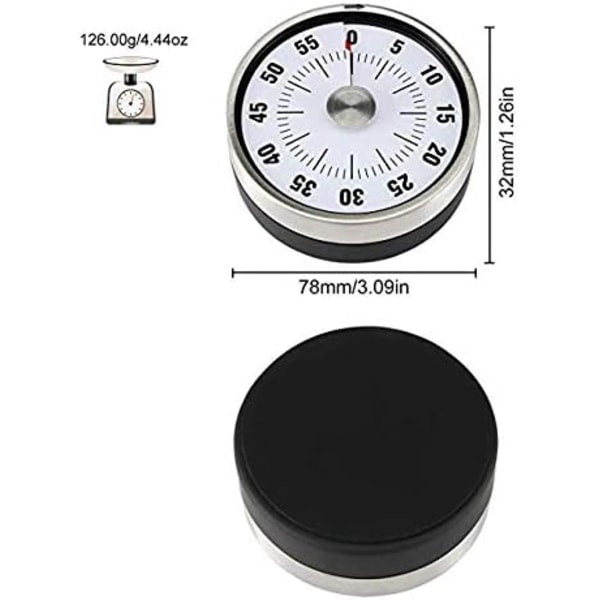 Magnetisk Mekanisk Köktimer - Nedräkningstimer 60 Minuter Visuell Tidshantering Verktyg Bakning Matlagning Ångning Grillning (Svart) för Barn, Lärare Red,black